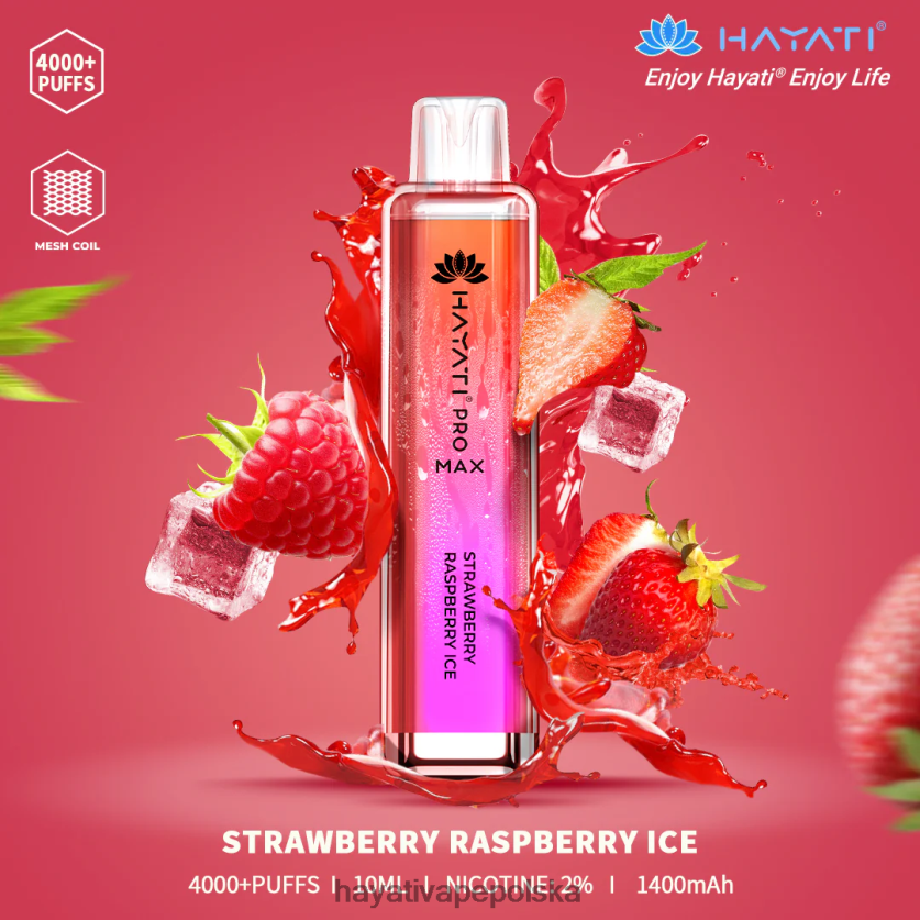 Hayati Copenhagen | Hayati Pro Max jednorazowe lód truskawkowo-malinowy 620XTZ122