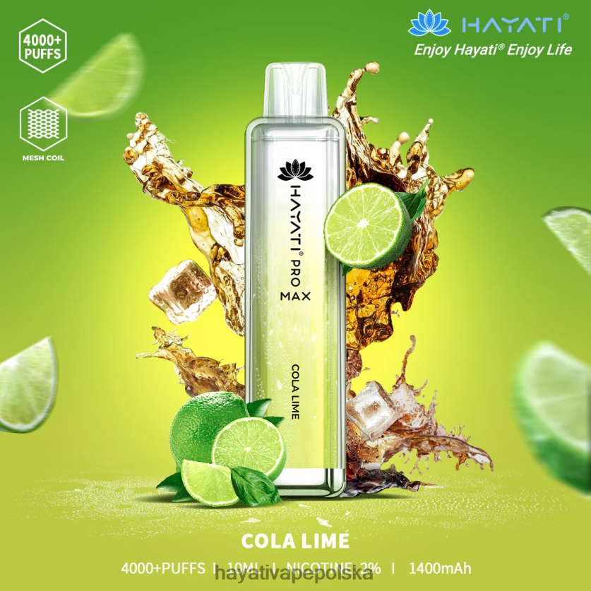 Hayati Danmark | Hayati Pro Max jednorazowe cola-limonka 620XTZ101