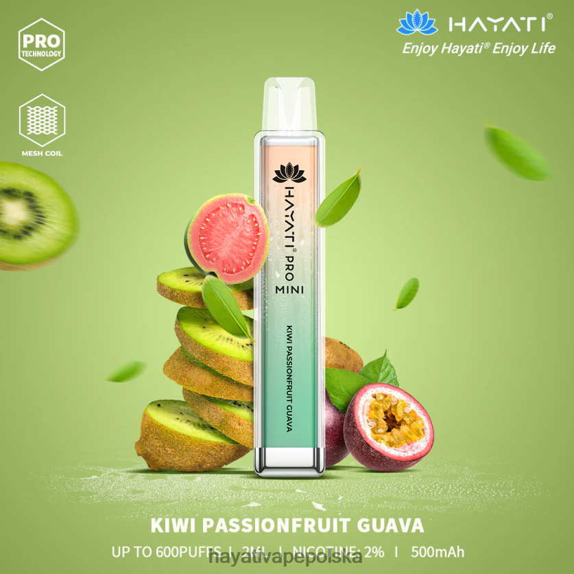 Hayati Dansk | Hayati Pro Mini jednorazowe kiwi, marakuja, cuava 620XTZ13