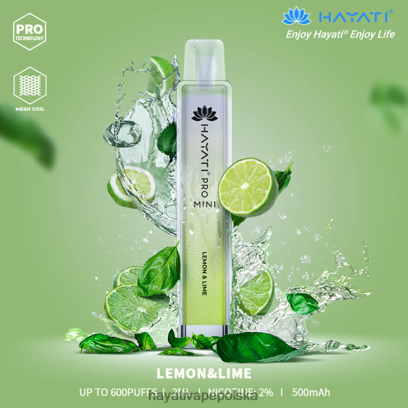 Hayati Vape Danmark | Hayati Pro Mini jednorazowe cytryna i limonka 620XTZ14