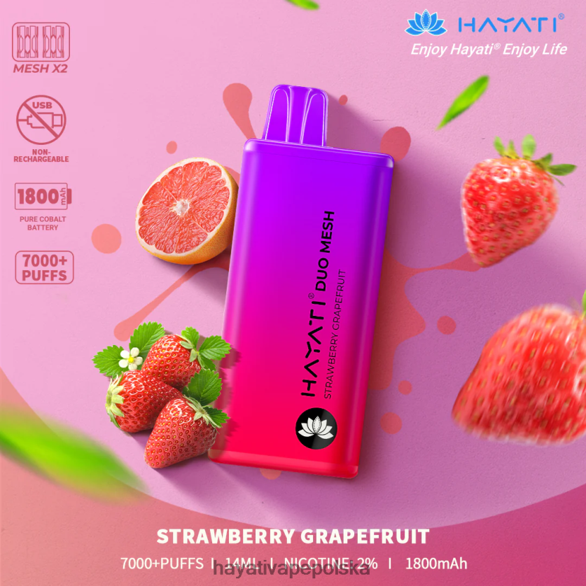 Hayati Danmark | Hayati Duo Mesh jednorazowe grejpfrut truskawkowy 620XTZ191