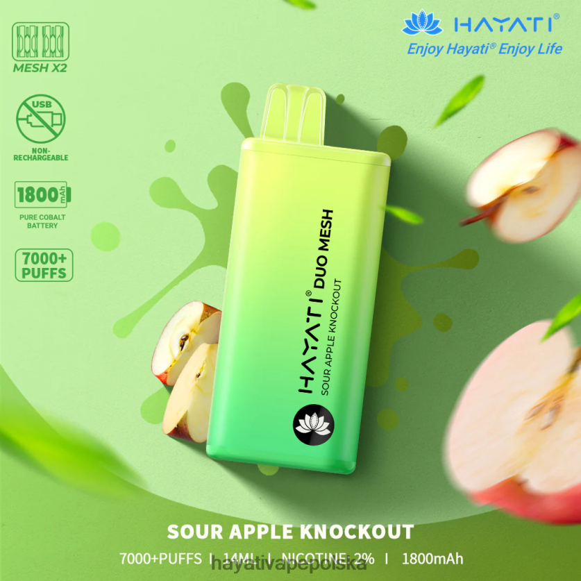 Hayati Store Danmark | Hayati Duo Mesh jednorazowe nokaut kwaśnego jabłka 620XTZ180