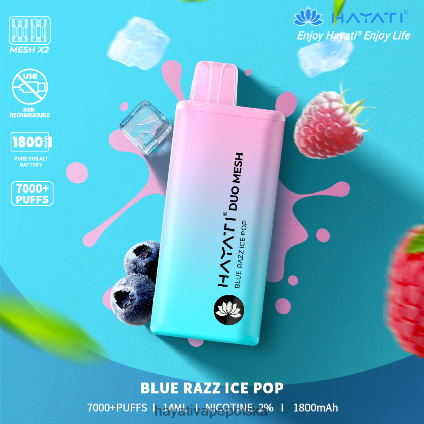 Hayati Vape Buy | Hayati Duo Mesh jednorazowe niebieski razz lody 620XTZ166