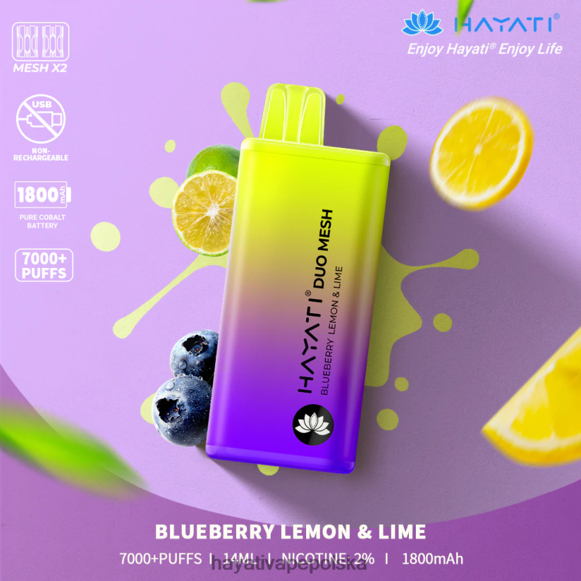 Hayati Vape Price | Hayati Duo Mesh jednorazowe jagodowa cytryna i limonka 620XTZ165
