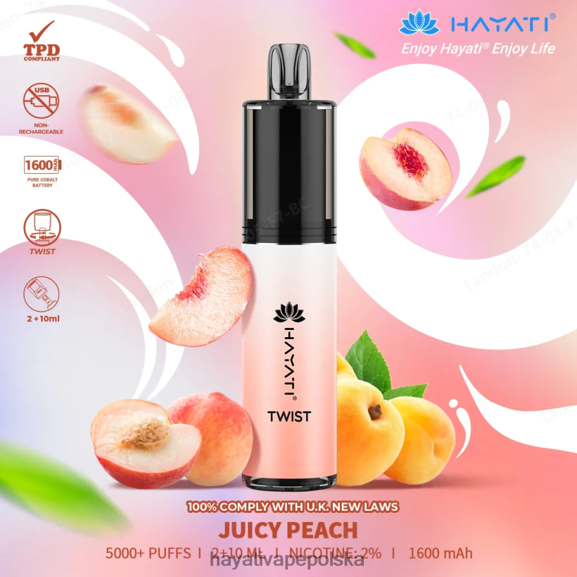 Hayati Copenhagen | Hayati Twist jednorazowe soczysta brzoskwinia 620XTZ72