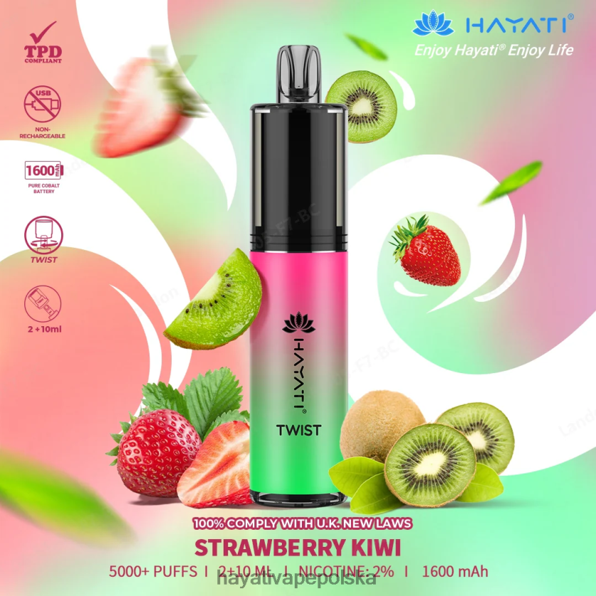 Hayati Dansk | Hayati Twist jednorazowe kiwi truskawkowe 620XTZ83