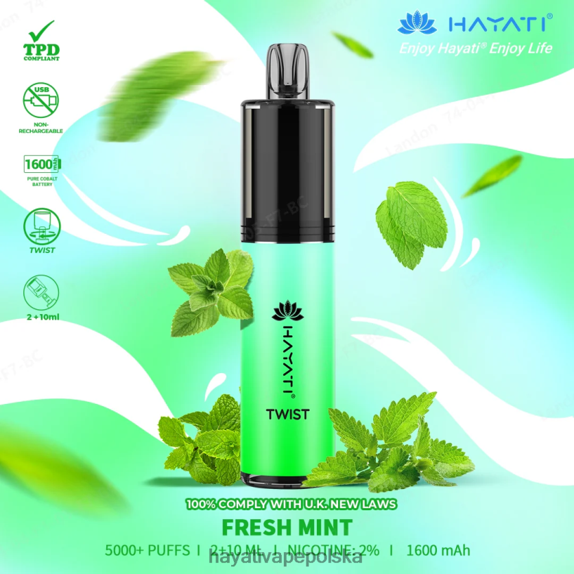 Hayati Store Danmark | Hayati Twist jednorazowe świeża mięta 620XTZ70