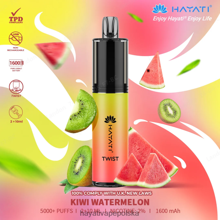 Hayati Vape Danmark | Hayati Twist jednorazowe arbuz kiwi 620XTZ74