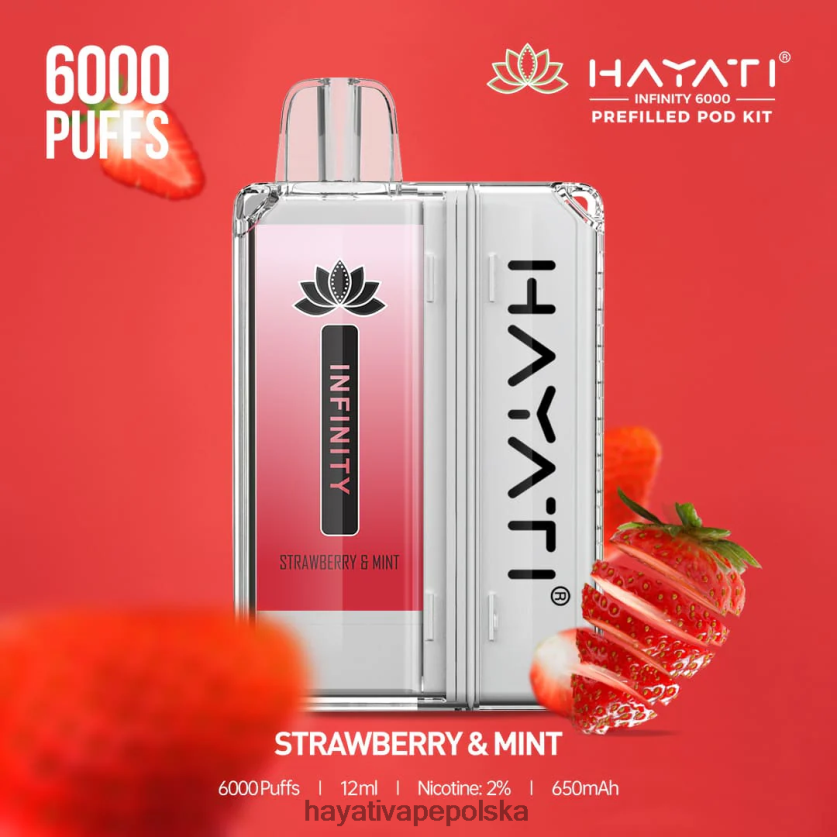 Hayati Store Danmark | Hayati Infinity Zestawy kapsułek na 6000 sztuk truskawka i mięta 620XTZ160