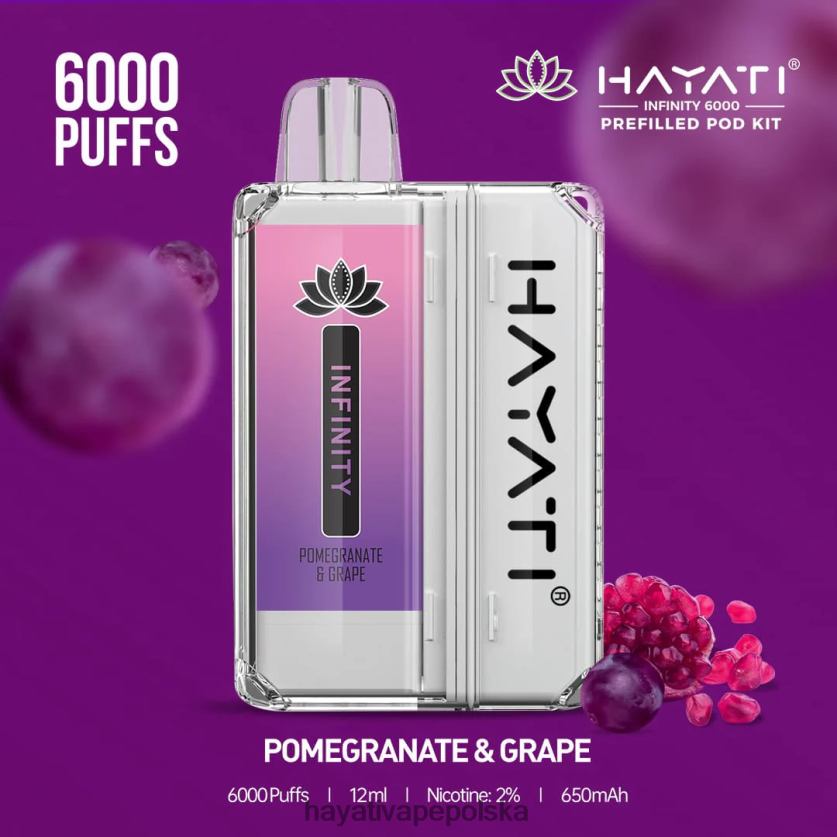 Hayati Vape Buy | Hayati Infinity Zestawy kapsułek na 6000 sztuk granat i winogrona 620XTZ156