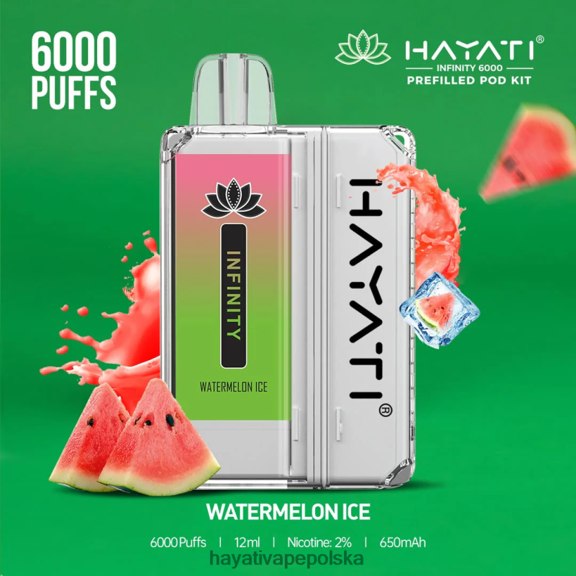 Hayati Vape Danmark | Hayati Infinity Zestawy kapsułek na 6000 sztuk lód arbuzowy 620XTZ164