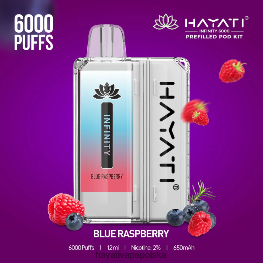 Hayati Vape Danmark | Hayati Infinity Zestawy kapsułek na 6000 sztuk niebieska malina 620XTZ144